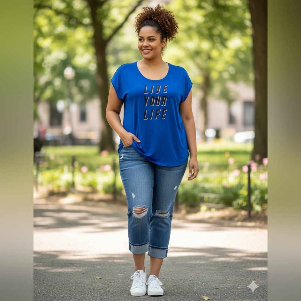 Lane Bryant Blue Graphic Relaxed T-Shirt Size 18/20 EUC